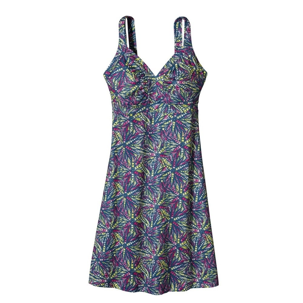 Patagonia Blue Floral Organic Cotton Dress V-Neck A-Line Strappy XS - Picture 2 of 8